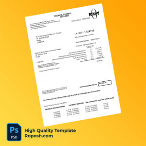 UK Rugby Borough Council Editable Council Tax Bill Template in Word and PDF formats