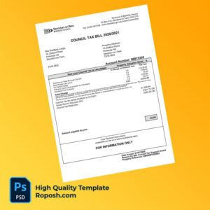 UK Stockton-on-Tees Borough Council Editable Council Tax Bill Template in Word and PDF formats