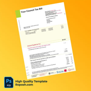 UK Telford & Wrekin Council Editable Council Tax Bill Template in Word and PDF formats