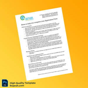 UK Arun Community Church Editable Application Form Notes Template in Word and PDF formats 4 page