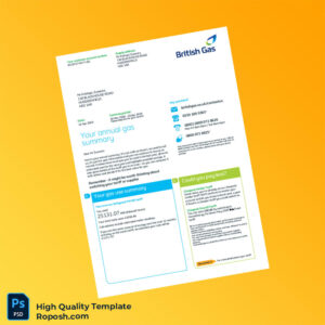 UK British Gas Editable Annual Gas Summary Template in Word and PDF formats 4 page