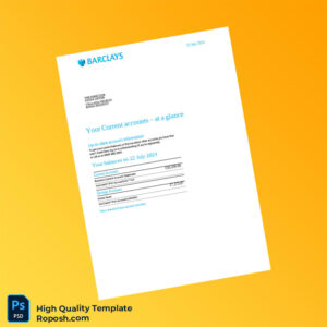 UK Business Current Account Statement Template in Word and PDF formats