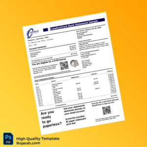 UK Document Type_ Bank Statement Template in Word and PDF formats 2 page