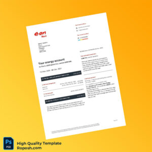 UK E ON Editable Utility Bill Template in Word and PDF formats 3 page