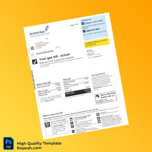 UK Editable Gas Bill Template in Word and PDF formats