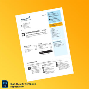 UK Electricity Provider Editable Electricity Bill Template in Word and PDF formats
