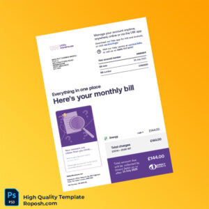 UK Electricity Provider Editable Utility Bill Template in Word and PDF formats 6 page
