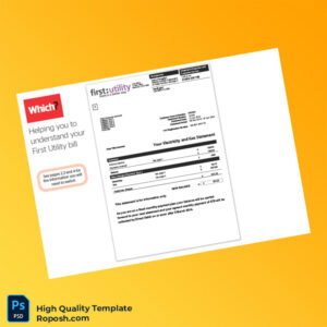 UK First Utility Editable Utility Bill Template in Word and PDF formats 6 page
