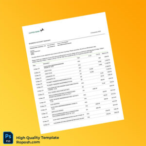 UK Lloyds Bank Business Account Statement Template in Word and PDF formats 2 page