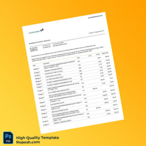 UK Lloyds Bank Business Bank Statement Template in Word and PDF formats 2 page