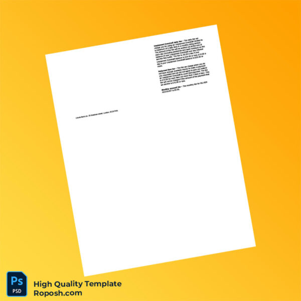 UK Lloyds Bank Statement Template in Word and PDF formats 2 page