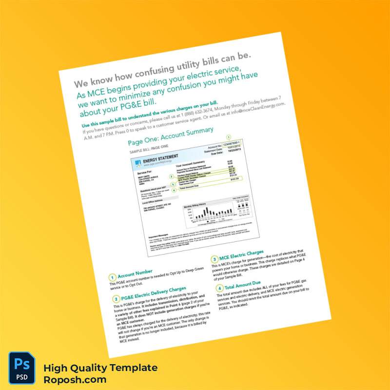 UK MCE Editable Electricity Bill Template in Word and PDF formats 4 page UK MCE Editable Electricity Bill Template in Word and PDF formats 4 page