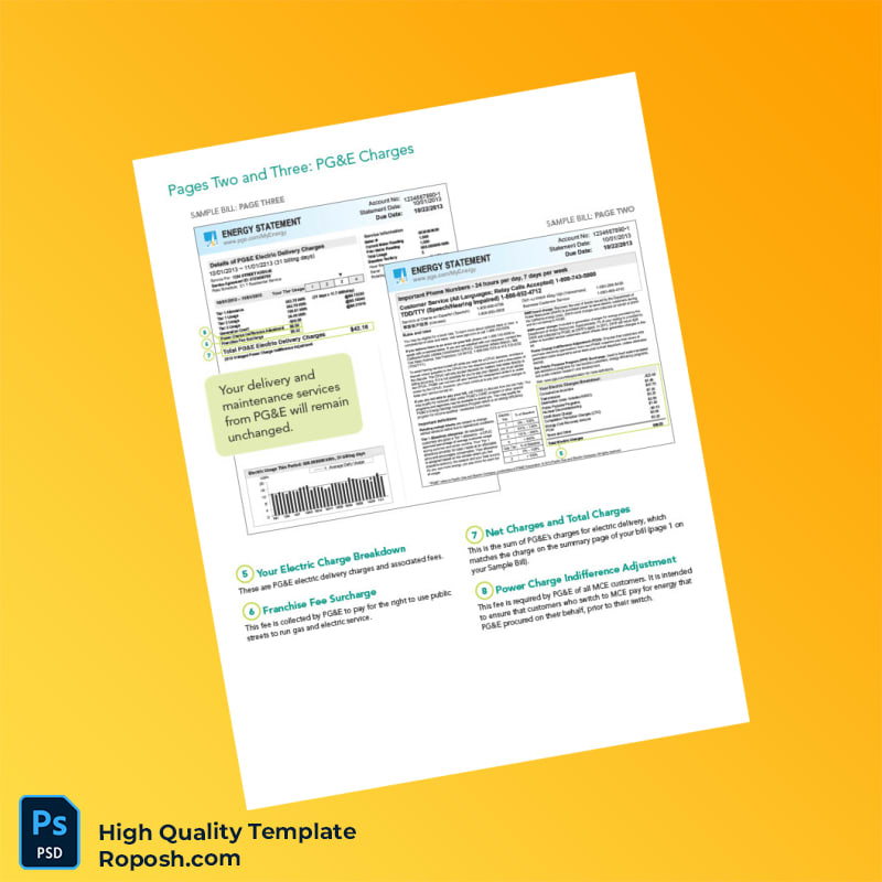 UK MCE Editable Electricity Bill Template in Word and PDF formats 4 page UK MCE Editable Electricity Bill Template in Word and PDF formats 4 page