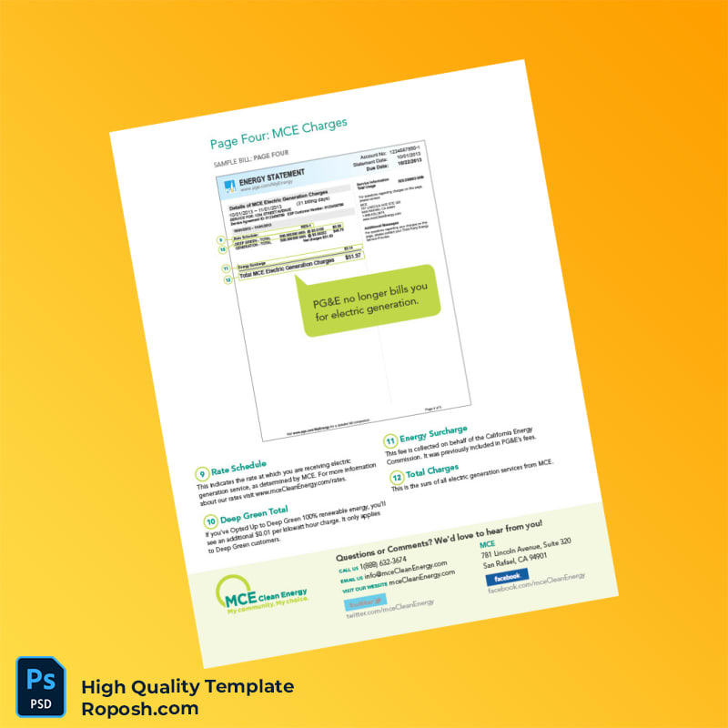 UK MCE Editable Electricity Bill Template in Word and PDF formats 4 page UK MCE Editable Electricity Bill Template in Word and PDF formats 4 page
