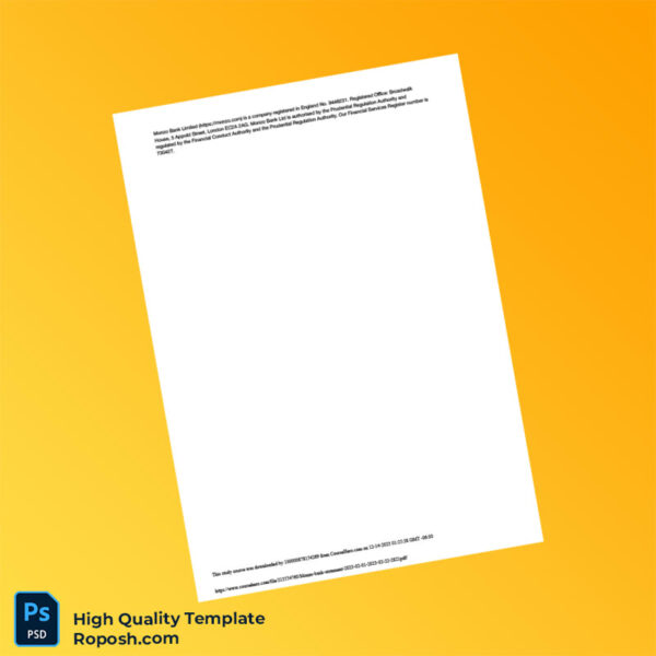 UK Monzo Bank Statement Template in Word and PDF formats 5 page