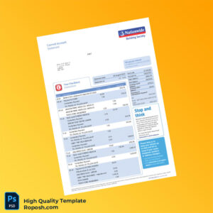 UK Nationwide Bank Statement Template in Word and PDF formats 5 page