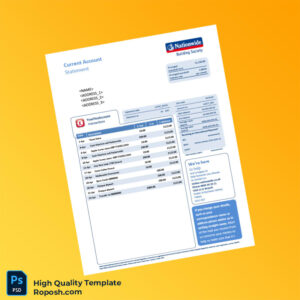 UK Nationwide Current Account Statement Template in Word and PDF formats