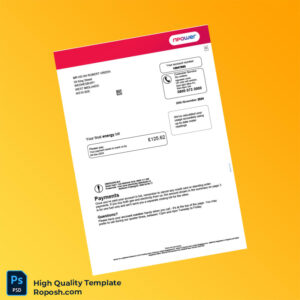 UK Npower Editable Energy Bill Template in Word and PDF formats 5 page
