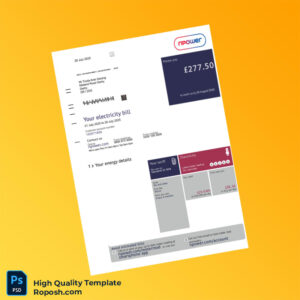 UK Npower Editable Utility Bill Template in Word and PDF formats
