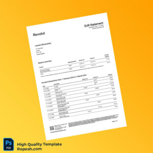 UK Revolut Payments UAB Bank Statement Template in Word and PDF formats
