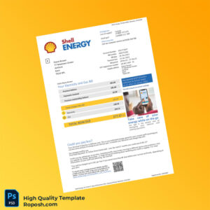UK Shell Energy Editable Electricity and Gas Bill Template in Word and PDF formats