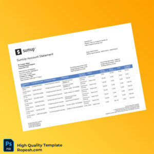 UK SumUp Account Statement Template in Word and PDF formats 2 page