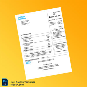 UK TalkTalk Business Editable Utility Bill Template in Word and PDF formats