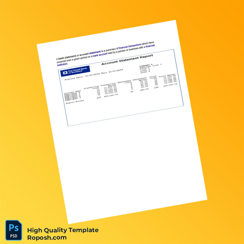 UK The Royal Bank Of Scotland Account Statement Template in Word and PDF formats UK The Royal Bank Of Scotland Account Statement Template in Word and PDF formats