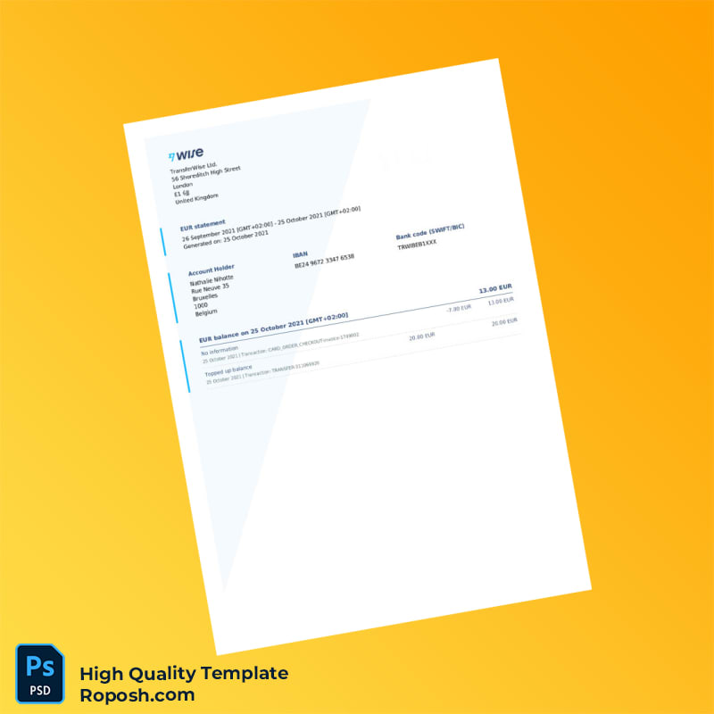 UK Unknown Account Statement Template in Word and PDF formats UK Unknown Account Statement Template in Word and PDF formats