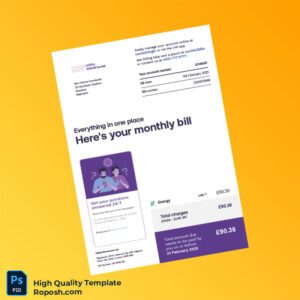 UK Utility Warehouse Editable Utility Bill Template in Word and PDF formats 5 page