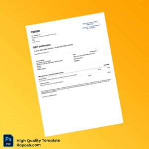 UK Wise Payments Ltd Bank Statement Template in Word and PDF formats