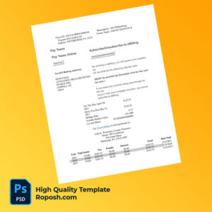 USA Allegheny County Editable Property Tax Bill Template in Word and PDF formats