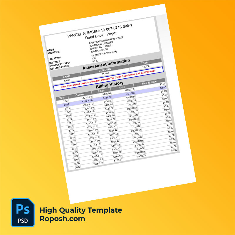 USA Oconomowoc Editable Property Tax Bill Template in Word and PDF formats USA Oconomowoc Editable Property Tax Bill Template in Word and PDF formats