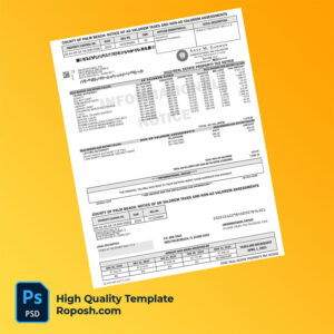USA Palm Beach County Tax Collector Editable Property Tax Bill Template in Word and PDF formats