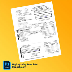 USA Town of Newbury Editable Property Tax Bill Template in Word and PDF formats