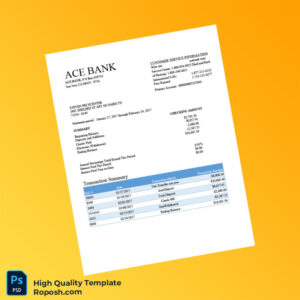USA ACE BANK Bank Statement Template in Word and PDF formats