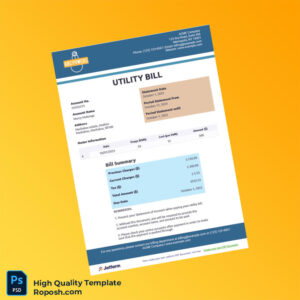 USA ACME Company Editable Utility Bill Template in Word and PDF formats 2 page