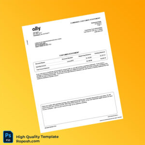 USA Ally Bank Combined Customer Statement Template in Word and PDF formats 4 page