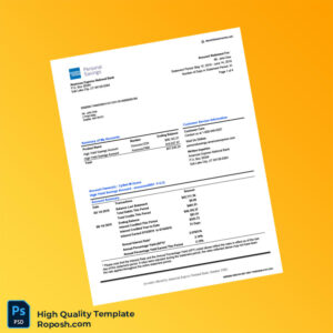 USA American Express Bank Statement Template in Word and PDF formats 5 page
