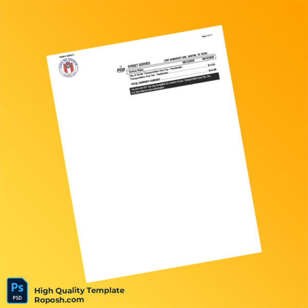 USA Austin Energy Editable Utility Bill Template in Word and PDF formats 3 page