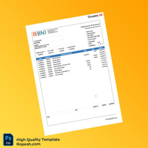 USA BNI Bank Statement Template in Word and PDF formats