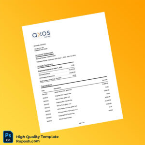 USA Bancorp Bank Account Statement Template in Word and PDF formats 2 page