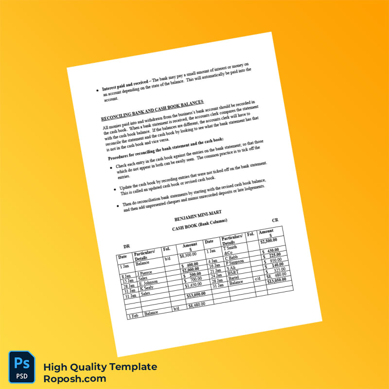 USA Bank Statement Reconciliation Guide Template in Word and PDF formats 4 page USA Bank Statement Reconciliation Guide Template in Word and PDF formats 4 page