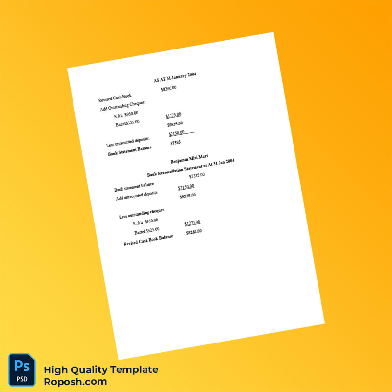 USA Bank Statement Reconciliation Guide Template in Word and PDF formats 4 page USA Bank Statement Reconciliation Guide Template in Word and PDF formats 4 page