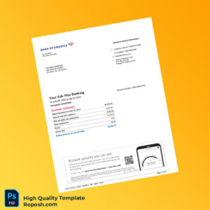 USA Bank of America Bank Statement Template in Word and PDF formats 6 page USA Bank of America Bank Statement Template in Word and PDF formats 6 page