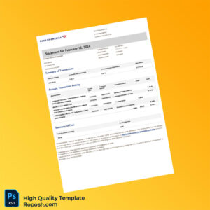 USA Bank of America Billing Bank Statement Template in Word and PDF formats 2 page