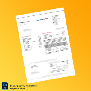 USA Bank of America Credit Card Statement Template in Word and PDF formats