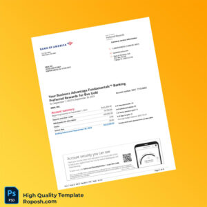 USA Bank of America Statement Template in Word and PDF formats 6 page