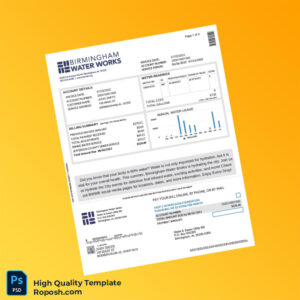 USA Birmingham Water Works Editable Water Bill Template in Word and PDF formats 4 page