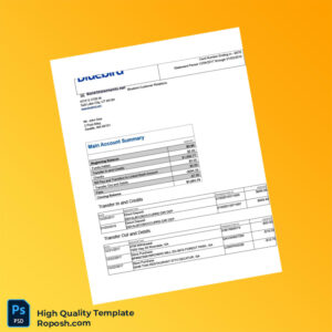USA Bluebird Bank Statement Template in Word and PDF formats 3 page
